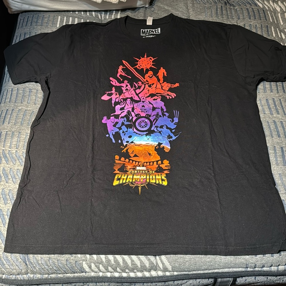 All black marvel cons and championship team T-shirt, size double XL